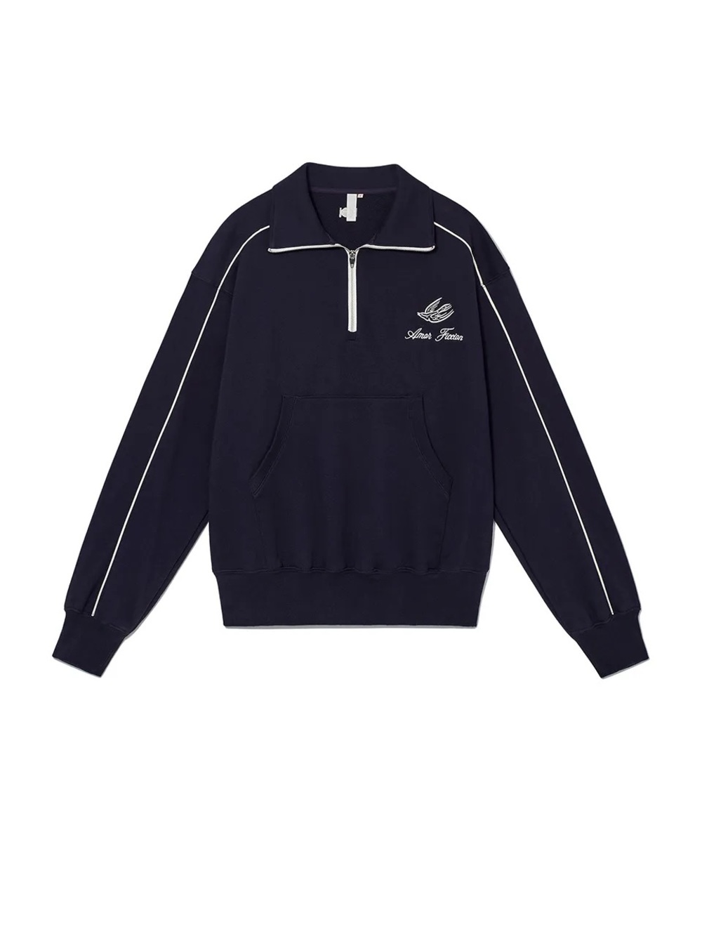 Kijun Dove Half-Zip Pullover Sweatshirt Unisex Navy Mock Neck Thick Knit